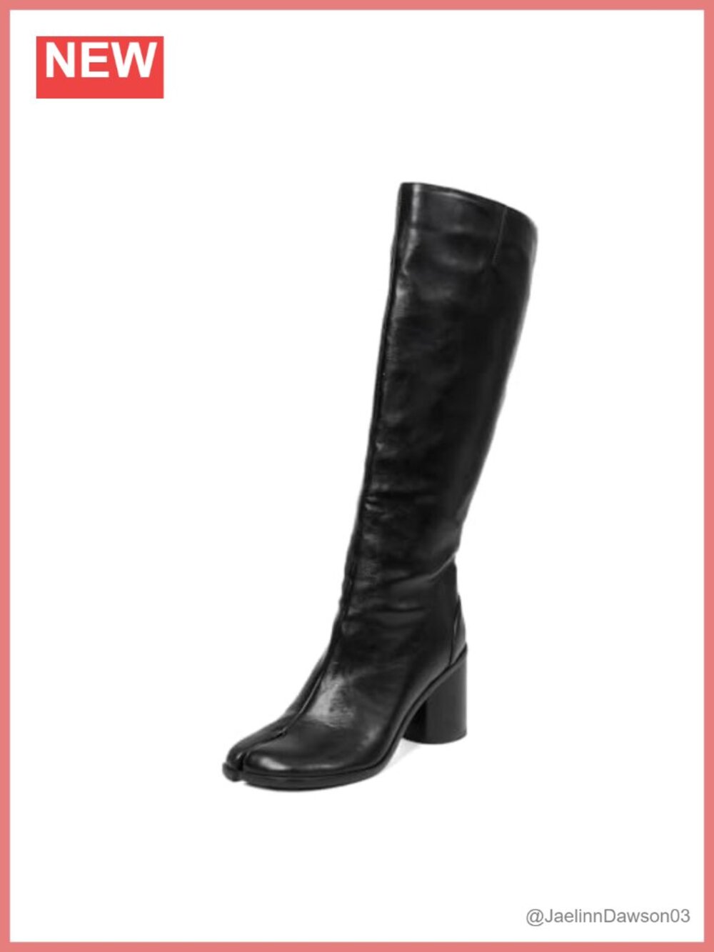 Tabi Boots Women Knee High Chunky Heels Split Toe Faux Leather